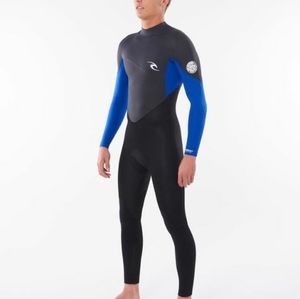 NWT mens Rip curl omega 3/2 black & blue full length wetsuit LS Large Short